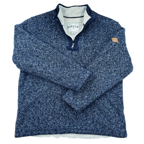 Blue Orvis Men's Brighton Classic Collection Quarter Zip Sweater Fleece * Sz M - Picture 1 of 6